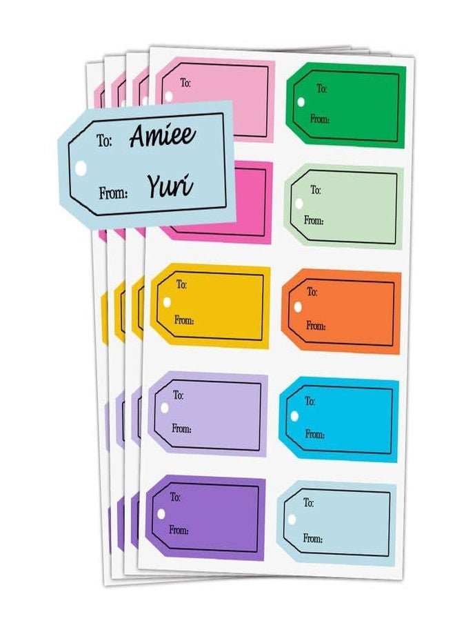 Topabel 500 Pcs to and from Gift Tag Stickers,2.5x1.2 Inches Happy Valentine Stickers Holiday New Year Sticker,Bright Colors All Occasions Gift Wrapping Labels for Party Favors Marking,10 Colors - Image 1